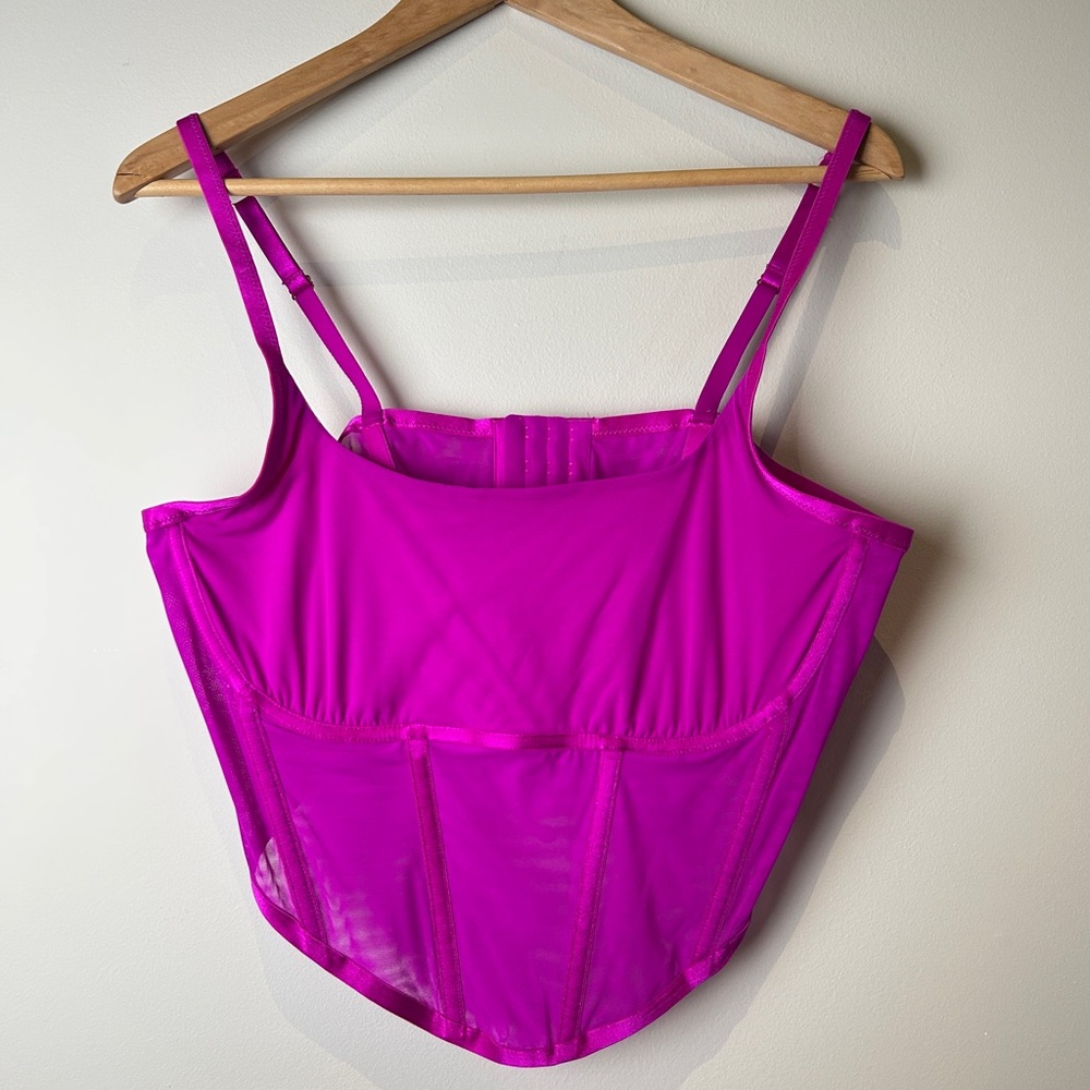 XXXL Brand New Women's Fuchsia Corset Bustier Top Sexy Sheer Lingerie